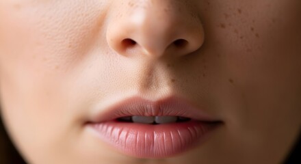 Naklejka premium Close-up of natural lips and skin texture highlighting beauty and skincare