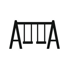 Simple silhouette of a wooden double swing set for outdoor play vector