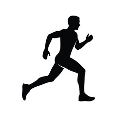 Dynamic silhouette of a man running in action outdoor athletic sprint vector