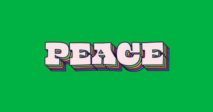 graphic designers viewing transparent background, showcasing retro PEACE type with layered shadows