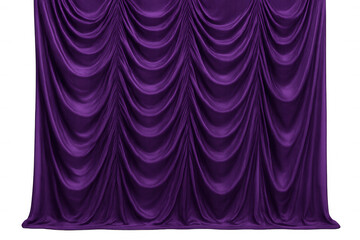 Purple velvet stage curtain with elegant drapes, soft fabric texture, for theater and luxury themes, with transparent background