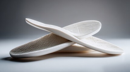 White Orthopedic Insoles on a Light Background for Comfortable Footwear Solutions and Wellbeing