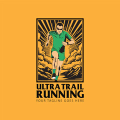 ultra trail run illustration image for background and logo vector