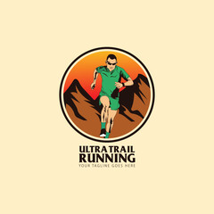 ultra trail run illustration image for background and logo vector