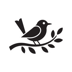 Minimalist Songbird Design in Black and White
