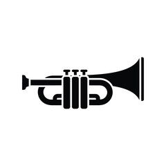 Naklejka premium Classic trumpet musical instrument silhouette jazz brass orchestra performance celebration vector
