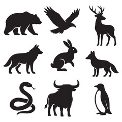 A black silhouette of Creative cartoon animal logo 