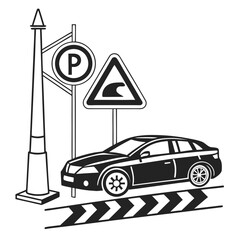 Parking icon car vehicle icon sign vector. 