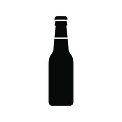 Simple silhouette icon of a tall glass beer bottle isolated on white vector