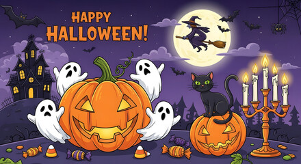 halloween background with pumpkins