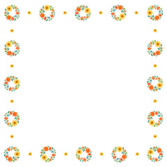 Obraz premium Floral wreath border decoration, isolated background. Vibrant and colorful watercolor flower pattern, warm spring floral design