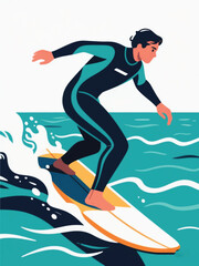 Ocean Surfing Sport Illustrator Artwork Design Template Poster
