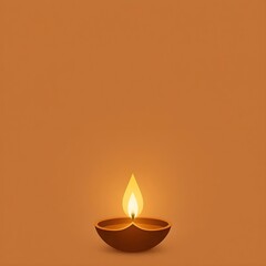 Minimalist diwali background with one glowing lamp copy space.