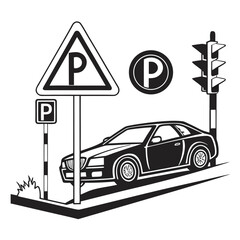 Parking icon car vehicle icon sign vector. 