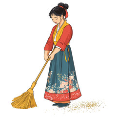 spring cleaning, new year, vector, transparent background, festival, asia, cleanliness, culture, cleaner, cleaning, work, housework, clean, worker, job, home, working