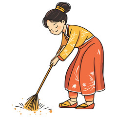 spring cleaning, new year, vector, transparent background, festival, asia, cleanliness, culture, cleaner, cleaning, work, housework, clean, worker, job, home, working