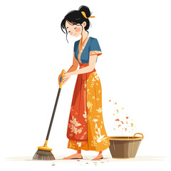 spring cleaning, new year, vector, transparent background, festival, asia, cleanliness, culture, cleaner, cleaning, work, housework, clean, worker, job, home, working