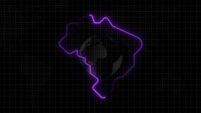 Abstract neon USA map, of United States of America showing different states. Animated usa contiguous lower u.s. state neon map on an isolated technical background
