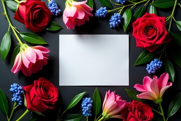 Floral background with roses and pink lotus flowers for valentine's day and wedding invitation card