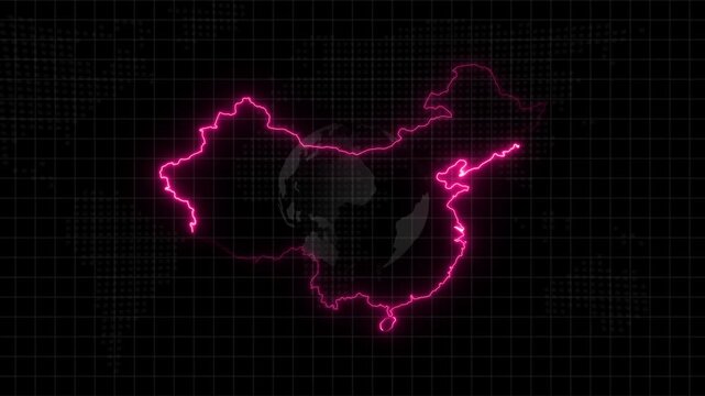 Abstract neon USA map, of United States of America showing different states. Animated usa contiguous lower u.s. state neon map on an isolated technical background