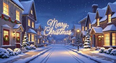 Winter street in the evening decorated for the Christmas holidays