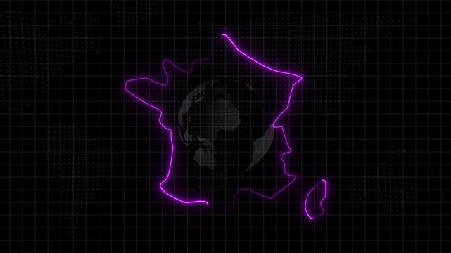 Abstract neon USA map, of United States of America showing different states. Animated usa contiguous lower u.s. state neon map on an isolated technical background