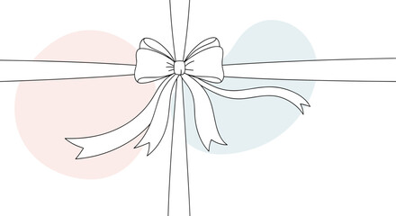 A simple elegant bow with pastel colored abstract shapes in the background.