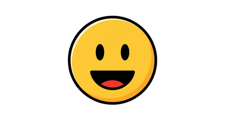 Fototapeta premium Illustration of a yellow smiling face with black eyes and mouth on a white background