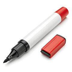 A single whiteboard marker shown isolated on a white background, used for writing or drawing