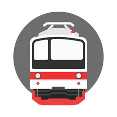 Electric train icon from the front. City train. Public transportation