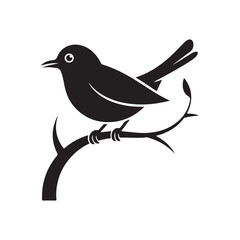 Decorative Nature Illustration – Bird on Branch