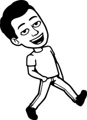 Black and white illustration of a handsome man in casual style minimalist modern line art drawing
