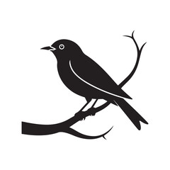 Decorative Nature Illustration – Bird on Branch