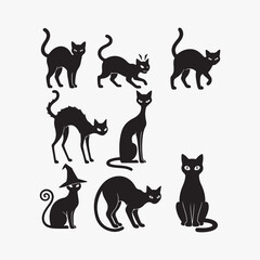 A Diverse Set of Black Cat Silhouettes