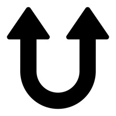 u turn glyph icon used for traffic navigation in driving direction map