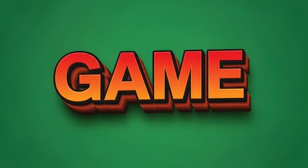 Bold red orange 3d text word game on a vibrant green background