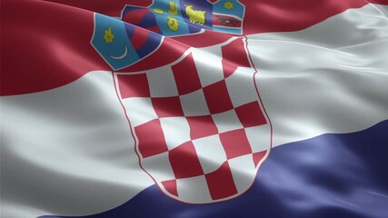 Croatia flag waving smoothly seamless loop realistic animation background - Powered by Adobe