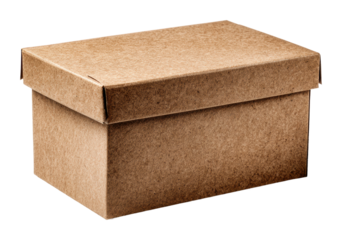 Organizing supplies home office cardboard box isolated on transparent background