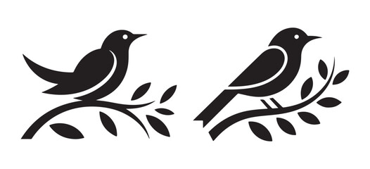 Decorative Songbird Artwork Isolated on White