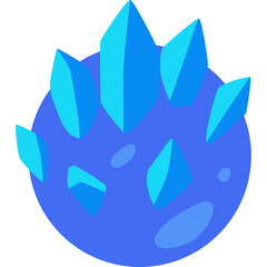 Blue crystal planet with sharp facets, fantasy world illustration perfect for sci-fi or magical themes.

