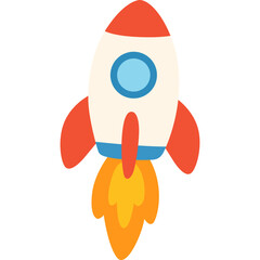 White rocket with red fins, space vehicle illustration ideal for space or adventure themes.   © Wisnu