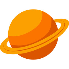 Orange planet with rings, Saturn illustration perfect for solar system or astronomy themes.

