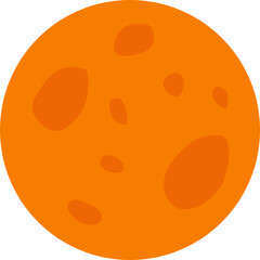 Orange planet with dark spots, Venus illustration perfect for solar system or astronomy themes.

