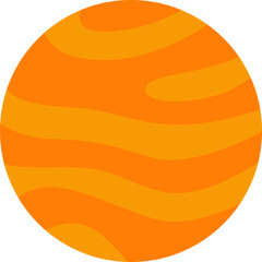 Orange planet with striped bands, Jupiter illustration ideal for solar system or astronomy themes.