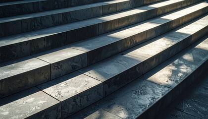 Close-up of podium step surface, showing textured grip and dramatic lighting for modern design.