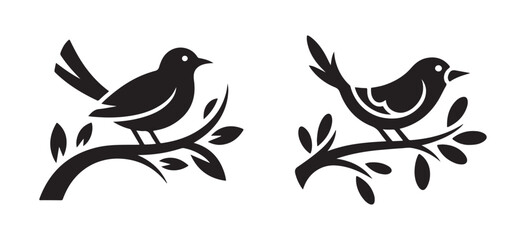 Decorative Songbird Artwork Isolated on White