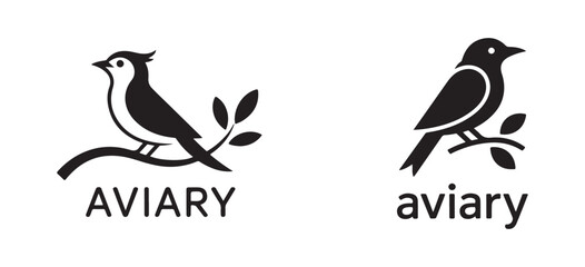 DFlock of Birds Silhouette Perched and Flyingecorative Wildlife Bird Silhouette Clipart