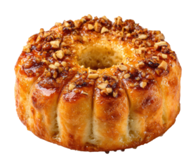 Freshly baked nutty bundt cake bakery food cozy kitchen isolated on transparent background