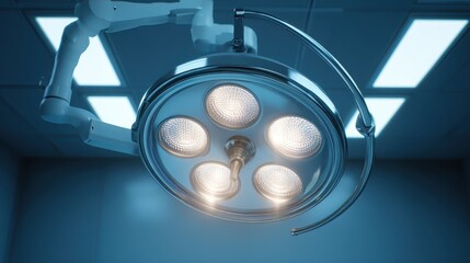 Bright Surgical Lights Illuminating a Modern Operating Room Setup