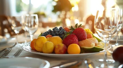 Fresh and Colorful Fruit Platter with Strawberries and Berries